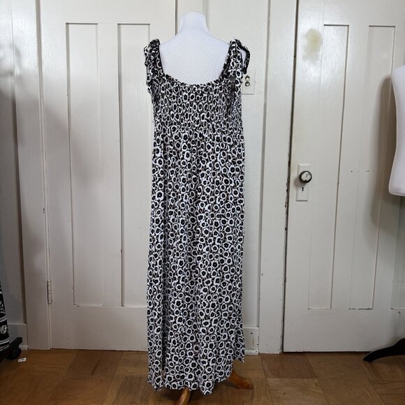 Diane Von Furstenberg Target Size 1X Smocked Tie Strap Neutral Poppy Midi Dress - Picture 5 of 9